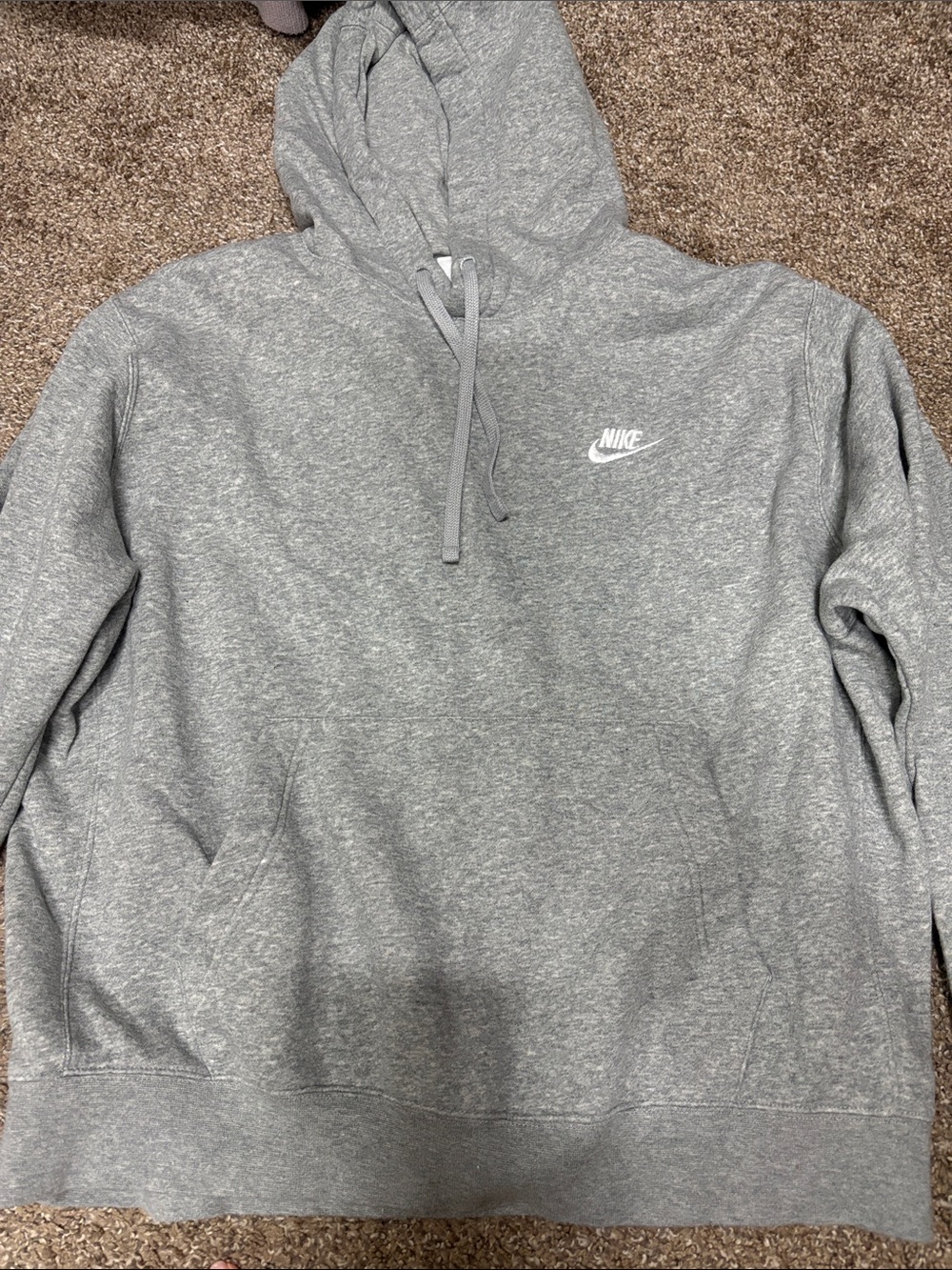 Nike Gray Heather Pullover Hoodie with White Swoosh